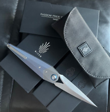 NOS Kizer Söze Soze Folding Dagger, Blue Stone Washed Titanium Handle Box Papers picture