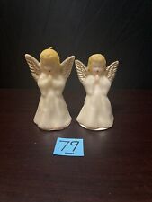 Vintage Pair (2) 5” Gurley Normy Christmas candles, praying angel white robes picture