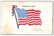 Fabius New York NY Postcard American Flag Greeting America First  1916 Antique picture