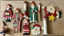 Primitive Santa Claus Christmas Ornaments 10-Piece Lot picture