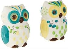 Owl Salt & Pepper Shakers Floral Hand-painted Ceramic by Boston Warehouse picture