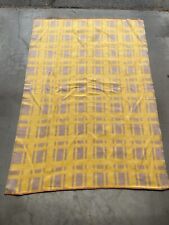 Vintage Polish Military Wool Blanket Yellow Grey Lubsko Old Stock Geometric picture
