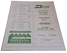 OCTOBER 1989 BURLINGTON NORTHERN MONTANA EMPLOYEE TIMETABLE #2 picture