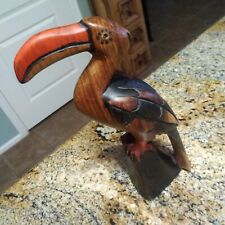 Vintage Hand Carved Wooden Toucan Tropical Bird Sculpture Figurine Statue picture