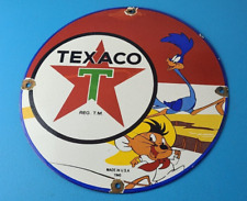 Vintage Texaco Gasoline Sign - Red Star Road Runner Gas Pump Service Sign picture