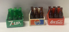 3 Vintage 1960s Miniature Coca Cola Coke 7- UP Pepsi Bottle 6 Packs picture