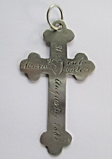 ANTIQUE VICTORIAN DATED 1881 ENGRAVED NUN'S SILVER CROSS SACRED BLEEDING HEART picture
