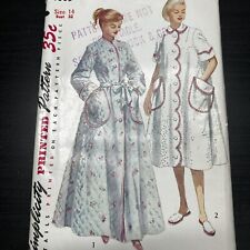 Vintage 1950s Simplicity 4005 Scalloped Robe Two Lengths Sewing Pattern 14 CUT picture