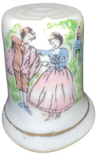 Vintage Thimble Porcelain Bone China Victorian Man and Woman Courting Scene picture