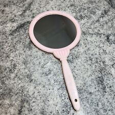 Vintage Pink Bakelite/Lucite? Vanity Mirror Hand Held Double Sided 12 1/2” picture