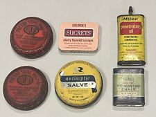 Antique Advertising Tin Can Collection Country Drug Grocery Store Display LOT picture