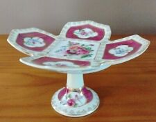 Camille Naudot French Antique Porcelain Tidbit Cake Footed Plate Dish Early 1900 picture