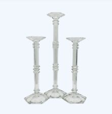 Vintage Set Of 3 Crystal Pillar Candlestick Holders Heavy Stunning picture