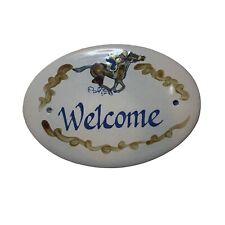 Vintage Rare Louisville Stoneware Welcome Wall Plaque Horse And Jockey picture