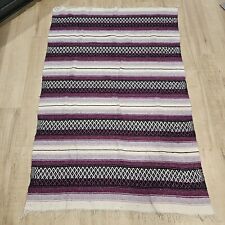 Vintage 1980s 90s Mexican Style Blanket Falsa Serape Purple Throw Blanket 83x56 picture