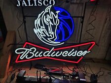 Budweiser Beer Dallas Mavericks Nba Basketball Led Light Up Bar Sign 3x3 New picture