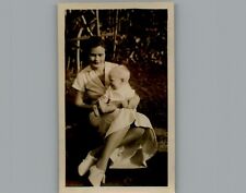 Antique 1940's Mom and Baby Enjoying the Sun Black & White Photography Photo picture
