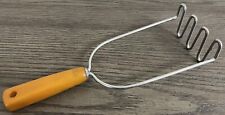 Vintage Androck Stainless Potato Vegetable Masher BUTTERSCOTCH Bakelite Handle picture