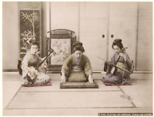 c.1890 PHOTO - JAPAN MUSICAL ISTRUMENTS  SAMISEN YOKIN & KOKYU picture