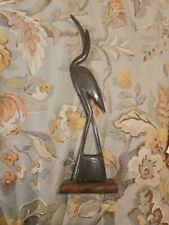 VINTAGE HAND CARVED WATER BUFFALO HORN EGRET CRANE HERON PADDY BIRD  picture