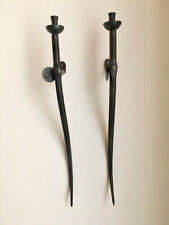 Pair of French 1980s design candle holders era Giacometti Marolles 1 picture