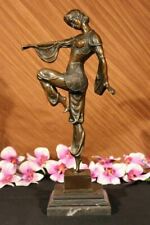 Art Noveau Chiparus Bronze Sculpture on Marble Base Dancing Dancer Girl Statue picture