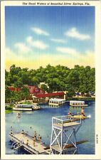 Vintage Florida FL Linen 1940's Postcard Swimmers Diving Board Silver Springs picture
