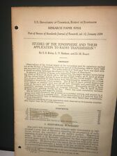 1933 Department Of Commerce  Bureau Of Standards Research Paper.Ionosphere picture