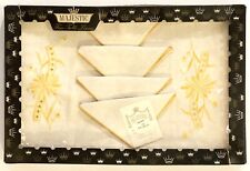 NOS Vintage Magestic Linen Placemat & Napkin Set Of 8 Yellow Daisy Design Boxed picture