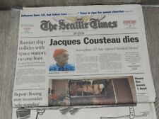 Seattle times Newspaper 1997 Jacque Cousteau & Mariners Randy Johnson  picture
