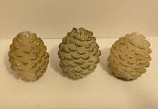 Pine Cone Shaped Candles White Gold Vintage 1960 s Lot 3 NOS picture