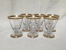 Classic Early 20th Century Gold Lining Crystal Bar Wine Cocktail Glass Set 6pcs picture