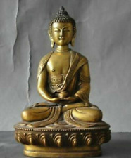 8.2inch Antique Bronze Old Tibetan Buddhism Brass Gilt Sakyamuni Statue picture