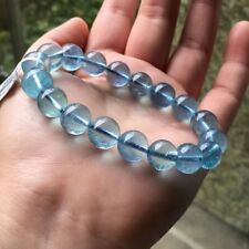 11.4mm Natural Blue Aquamarine Crystal Gemstone  Beads Bracelet AAAAA picture