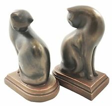 Feline Cat Couple Licking Its Back Bookends Pair Figurine Set of 2 Office Decor picture