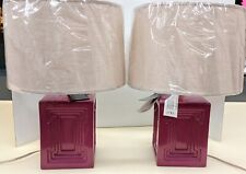 PAIR (2;NO SHADES, JUST LAMPS) ROBERT ABBEY PLUM PURPLE ACCENT LAMPS *RARE* picture