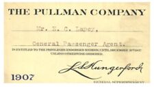 PASS  The Pullman Company  1907  E.C. Lapey picture