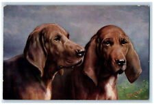 Postcard View of Two Bloodhounds c1910 Antique Unposted Oilette Tuck Dogs picture