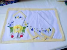 Vtg Elegant Embroidered Placemats w/ring & Napkin .Set-4- RARE NWT Spring Easter picture