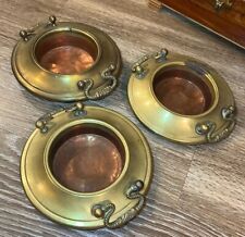 VTG Brass Mechanical Snake Handle Ashtray Copper Art Deco Mid-Century Coasters picture