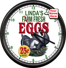 Personalized Your Name Farm Fresh Eggs Chicken Farmer Kitchen Sign Wall Clock picture