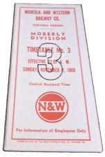 NOVEMBER 1969 NORFOLK & WESTERN N&W MOBERLY DIVISION EMPLOYEE TIMETABLE #3 picture