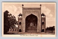 Delhi India, Side Gate of Sikandra, Agra, Antique Vintage Souvenir Postcard picture