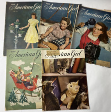 American Girl Lot of 5 1945 Vintage Magazine Christmas Cats Vintage Ads picture