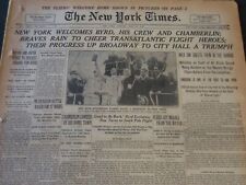 1927 JULY 19 NEW YORK TIMES - NEW YORK WELCOMES BYRD, CREW CHAMBERLAIN - NT 6477 picture