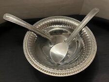 Wilton Armetale Flutes and Pearls 3PC Salad Set (Bowl  w/2 -Tongs) -12