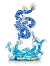 Keren Kopal Blue Dragon hand made Trinket box Decorated With Austrian Crystals picture