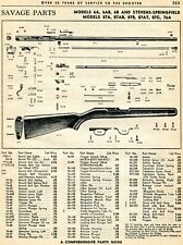 1963 Print Ad of Savage Model 6A 6AB 6B Stevens 87A 87B 87C 76A Rifle Parts List picture