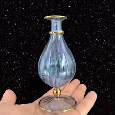 Egyptian Art Glass Bud Vase Blue Luster Good Accents Made In Egypt Glass Vase picture