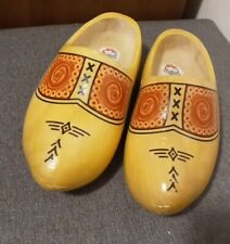 Vintage Made In Holland Painted Wooden Clogs with Original Sticker 20cm 31-32 picture